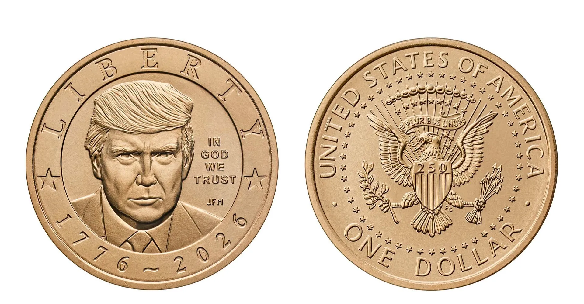 EEUU confirma acuñará moneda un dólar con imagen de Trump
